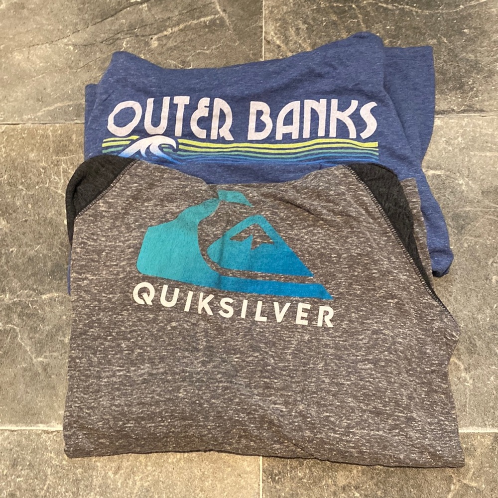 Lot of 2 Adult Small Thin Pullovers w/ Hood. 1 Quicksilver and 1 Outer Banks.